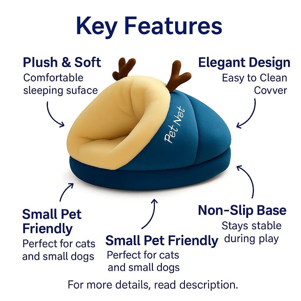 Dog Couch Bed – Blue | Plush, Cozy, Machine - Washable & Stylish for Small Dogs and Cats – | Pawtaa