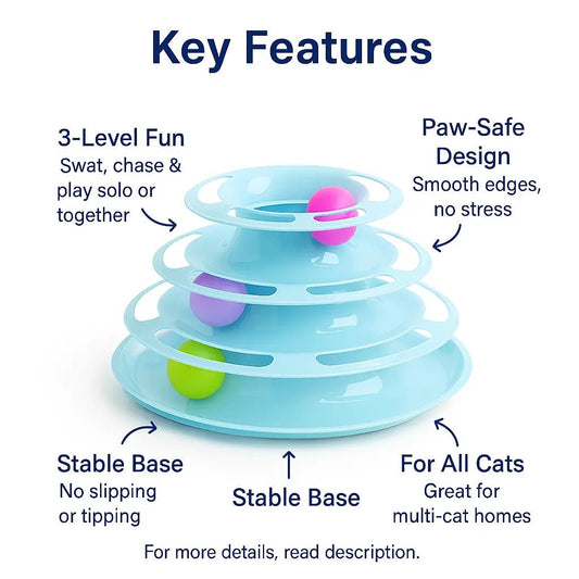 Large Cat Tower – 3 - Level Interactive Toy for Play, Exercise & Mental Stimulation – | Pawtaa – secondary image