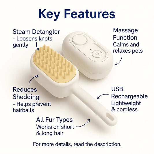 Cat steam brush – Steam Cleaning, Shedding Control & Massage – | Pawtaa – secondary image