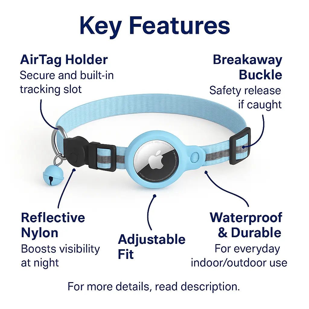 AirTag Cat Collar Reflective – Adjustable, Breakaway, Waterproof & Safe – | Pawtaa
