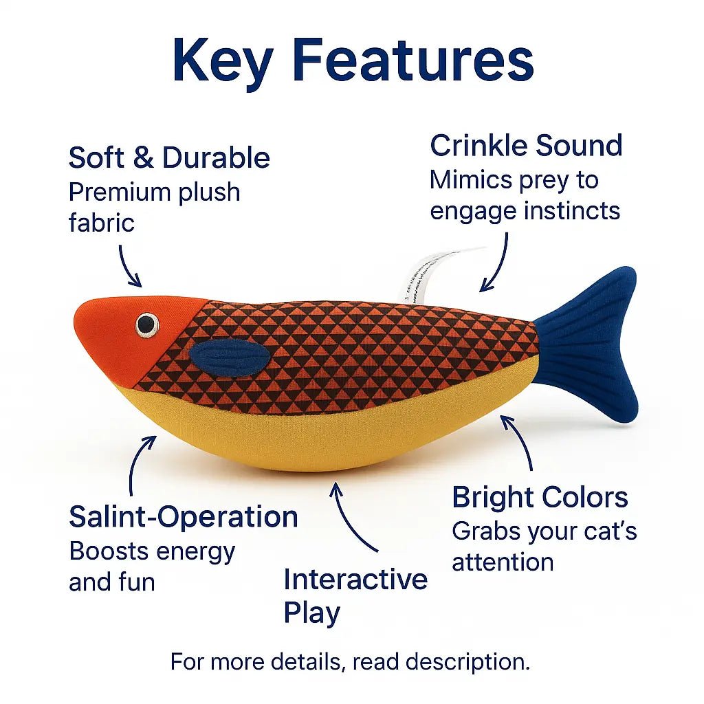 Cat Fish Toy – Crinkle Plush with Organic Catnip for Indoor Cats – | Pawtaa