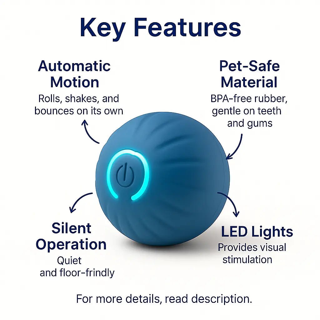 Dog Ball Smart Interactive Toy – Bouncing Fun with LED Lights for Small Pets – | Pawtaa
