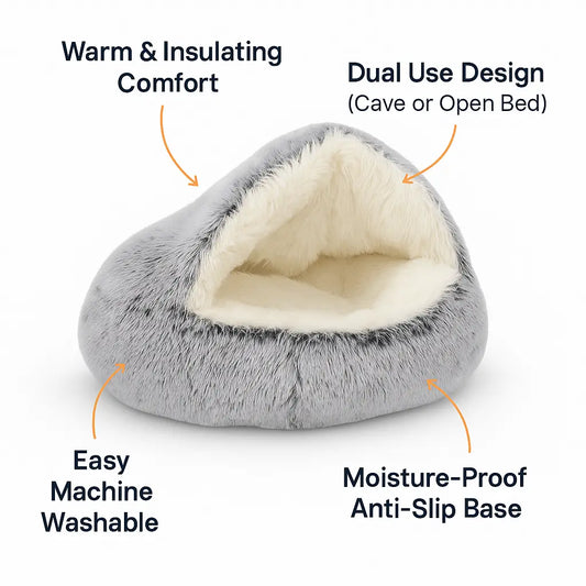 Heated cat bed key features: warmth, dual use, machine washable, anti-slip base – secondary image