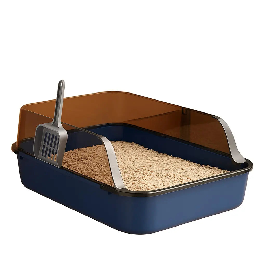 Cat litter box with high sides and scoop – Pawtaa