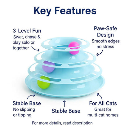 Large Cat Tower – 3 - Level Interactive Toy for Play, Exercise & Mental Stimulation – | Pawtaa