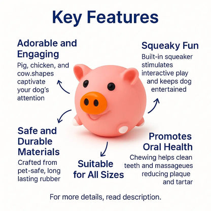 Farm Animals Toys – Durable, Squeaky, Non - Toxic Cow & Pig Chew Toys for Playful Dogs – | Pawtaa