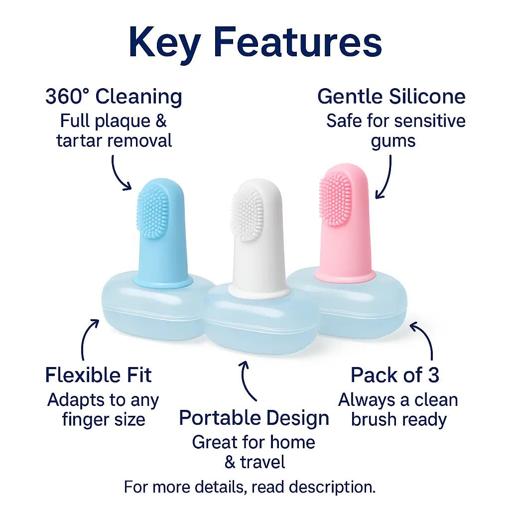 Dog Finger Toothbrush – 360° Silicone, Gentle & Non - Toxic, Pack of 3 – | Pawtaa
