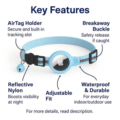 AirTag Cat Collar Reflective – Adjustable, Breakaway, Waterproof & Safe – | Pawtaa
