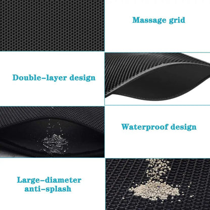 A close-up of the honeycomb structure, showing how it traps litter and prevents messes.