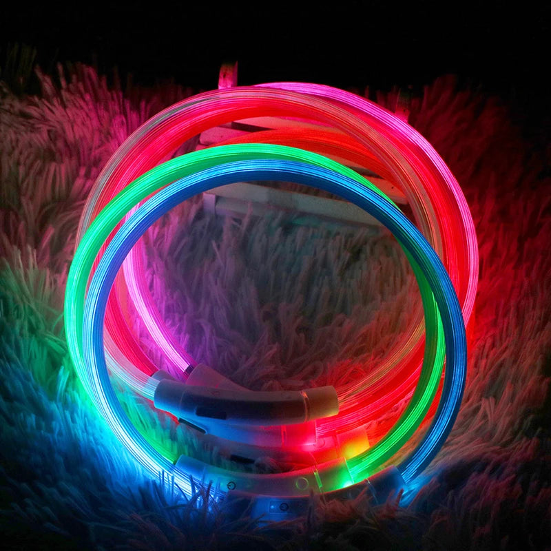 LED Dog Collar - USB Rechargeable, 3 Modes & Bright for Nighttime Safety