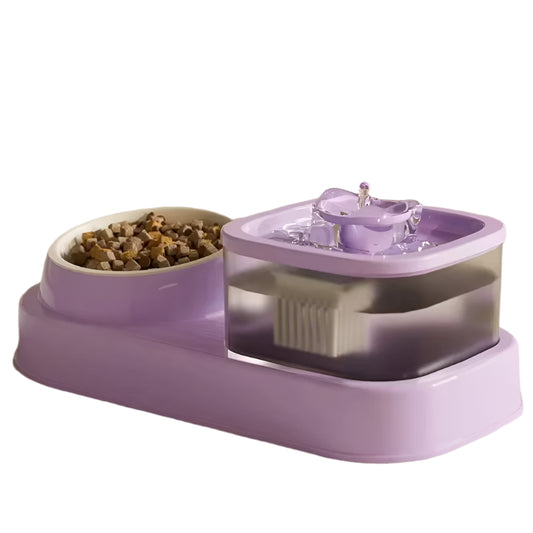 2in1 Pet Water Fountain and Feeder – Silent Auto-Filter for Cats, Quiet and Clean