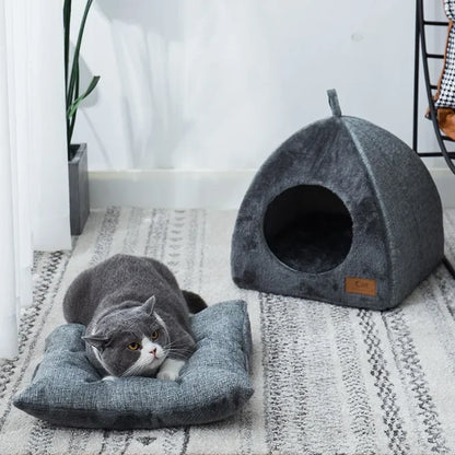 Triangle Cat Bed - 2-in-1 Cozy Design, Non-Slip, Moisture-Proof & Durable Size Large