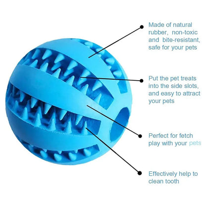 Interactive Rubber Chew Ball – Durable, Dental-Cleaning, Snack-Dispensing Toy for Dogs and Cats