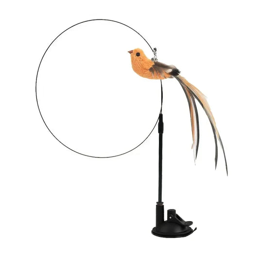 Simulated Bird Feather Cat Toy - Safe, Interactive, Flexible Rod & Suction Base