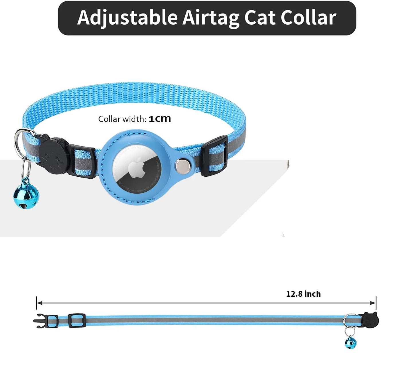 Reflective Airtag Cat Collar - Adjustable, Breakaway, Waterproof & Safe for Daily Use