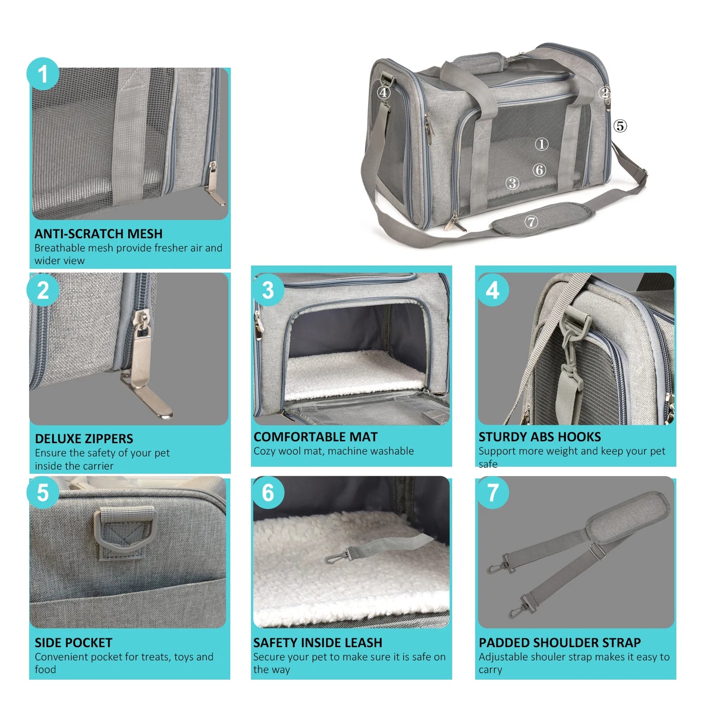 Soft Pet Carrier – Airline-Approved, Foldable, Durable, and Comfortable for Cats and Small Dogs